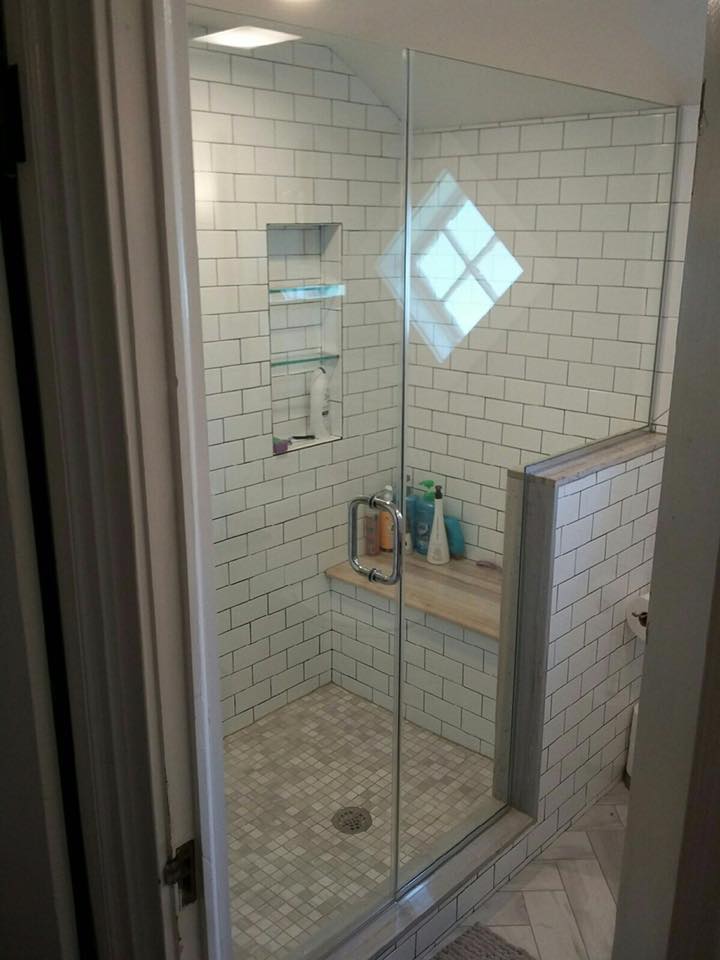 glass doors in a bathroom